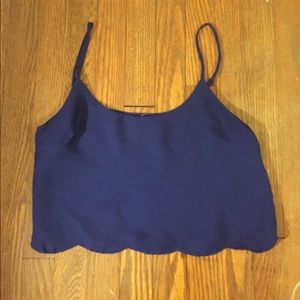 Blue Scallop Edge Crop Top